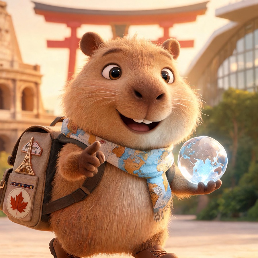 Tiko the travel buddy exploring the world